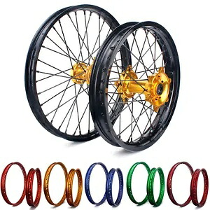 21インチ 19インチ ホイールセット スズキ RMZ 250 07-24 RMZ 450 05-24 ブラックリム & ゴールドハブ用 21" 19" Wheel sets for Suzuki RMZ 250 07-24 RMZ 450 05-24 Black Rim & Gold Hub 【並行輸入品】｜カスタムパーツ WORLD倉庫