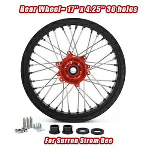17x4.25 スポーク後輪レッドハブブラックリム SUR-RON ストームビー E-バイクオフロード用 17x4.25 Spoked Rear Wheel Red Hub Black Rim For SUR-RON Storm Bee E-Bike Offroad 【並行輸入品】
