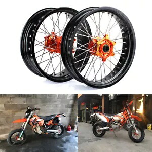 スーパーモト 17 インチ コンプリート ホイール リム SX XCW EXC EXC-F 125-540 2003-2024 オレンジ ハブ Supermoto 17'' Complete Wheels Rim SX XCW EXC EXC-F 125-540 2003-2024 Orange Hub 【並行輸入品】
