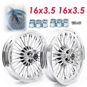 16 x 3.5インチ クロームファットスポークフロントリアホイールリムセット ハーレーツーリングソフテイル用 16 x 3.5\