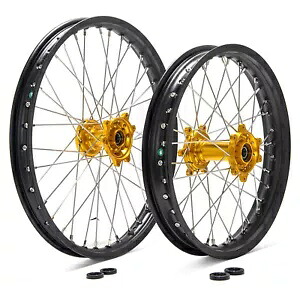 TARAZON 21 + 18 スポークフロントリアホイールゴールドハブブラックリム Sur-Ron Ultra Bee 用 TARAZON 21+18 Spoked Front Rear Wheel Gold Hubs Black Rims For Sur-Ron Ultra Bee 【並行輸入品】