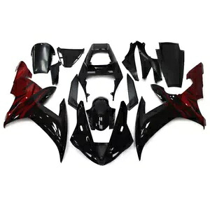 ABS ボディワークヤマハ YZF1000 R1 2002 2003 R1 射出ボディキット赤黒 ABS Bodywork For Yamaha YZF1000 R1 2002 2003 R1 Injection Body Kit Red Black 【並行輸入品】