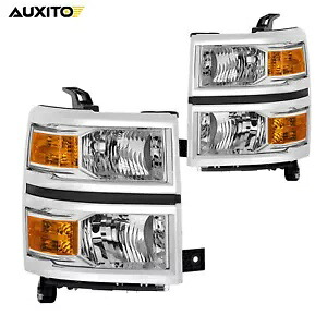 2014-2015 1500 シボレー シルバラード ヘッドライト クローム クリア ハウジング レンズ 2 個 For 2014-2015 1500 Chevrolet Silverado Headlight Chrome Clear Housing Lens 2pcs 【並行輸入品】