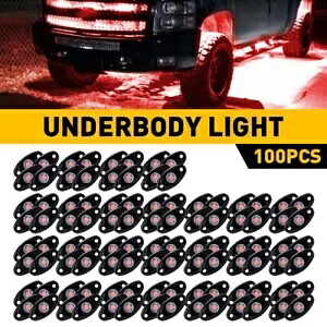 赤 100 ポッドロック LED ライトジープオフロードトラックボート UTV ATV アンダーボディランプ用 Red 100 Pods Rock LED Lights For Jeep Offroad Truck Boat UTV ATV Underbody Lamp 【並行輸入品】