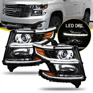 15-20 シボレー サバーバン タホ ブラック/アンバー コーナー LED DRL プロジェクター ヘッドライト用 FOR 15-20 CHEVY SUBURBAN TAHOE BLACK/AMBER CORNER LED DRL PROJECTOR HEADLIGHT 【並行輸入品】