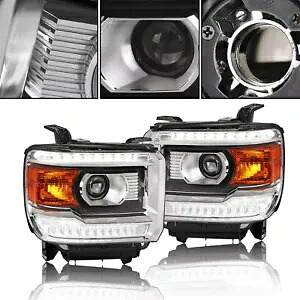 LED DRL プロジェクター ヘッドライト 14-18 シエラ GMC 3500 1500 2500 交換用 2 個 LED DRL Projector Headlights For 14-18 Sierra GMC 3500 1500 2500 Replacement 2Pc 【並行輸入品】