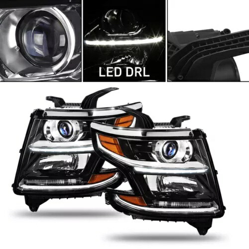2015-2020 シボレー タホ サバーバン コーナー DRL プロジェクター ヘッドライト ブラック/クリア用 For 2015-2020 CHEVY TAHOE SUBURBAN CORNER DRL PROJECTOR HEADLIGHT BLACK /CLEAR 【並行輸入品】 66,550円