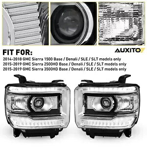 左右 LED DRL ヘッドライトランプ 2014-2018 シエラ GMC 1500 2500 3500 Left Right LED DRL Head Lights Lamps For 2014-2018 Sierra GMC 1500 2500 3500 【並行輸入品】｜カスタムパーツ WORLD倉庫