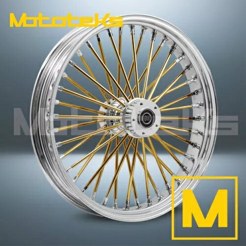 21X3.5 40 ファット スポーク ステンレス 米国製ハーレー ツーリング バガー フロント リム用ゴールド 21X3.5 40 FAT SPOKE STAINLESS USA BUILT GOLD FOR HARLEY TOURING BAGGER FRONT RIM 【並行輸入品】