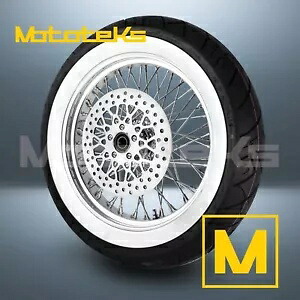 18X3.5 60 スポーク ホイール ステンレス ハーレー ツーリング バガー用 リア ホワイト タイヤ (TR) 18X3.5 60 SPOKE WHEEL STAINLESS FOR HARLEY TOURING BAGGER REAR WHITE TIRE (TR) 【並行輸入品】