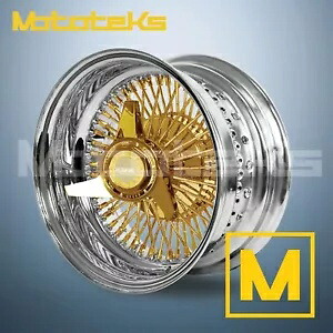 13X5.5 ルクソール ワイヤー ホイール 72 ストレート レブ リム 24K センター ゴールド シングル 1 個セット 13X5.5 LUXOR WIRE WHEELS 72 STRAIGHT REV RIM 24K CENTER GOLD SINGLE 1 PIECE SET 【並行輸入品】｜カスタムパーツ WORLD倉庫