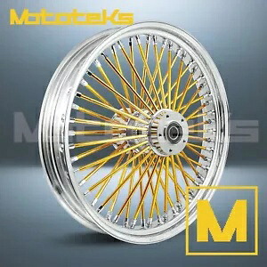 16インチ 16X3.5 ファットスポークホイール 52 ステンレスゴールド ハーレーツーリングバガーフロント用 16" 16X3.5 FAT SPOKE WHEEL 52 STAINLESS GOLD FOR HARLEY TOURING BAGGER FRONT 【並行輸入品】|カスタムパーツ WORLD倉庫