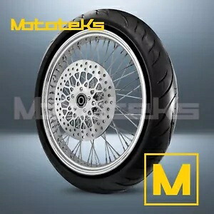 23インチ 23X3.5 60 スポーク ホイール ステンレス ハーレー ソフテイル用 フロントリム ブラック タイヤ (TR) 23\