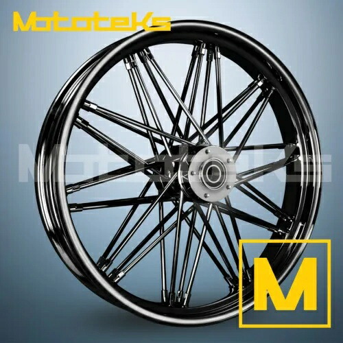 21 インチ ファット スポーク ホイール 21X3.5 ノヴァ オールブラック ハーレー ツーリング バガー フロント用 21" FAT SPOKE WHEEL 21X3.5 NOVA ALL BLACK FOR HARLEY TOURING BAGGER FRONT 【並行輸入品】｜カスタムパーツ WORLD倉庫