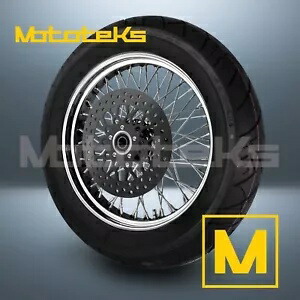 18インチ 18X5.5 60 スポーク ホイール ステンレス ハーレー ソフテイル用 リア ブラック タイヤ (TR) 18\