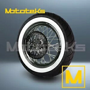 18インチ 18X4.25 40 スポーク ホイール ステンレス ハーレー ソフテイル用 リア ホワイト タイヤ (TR) 18\