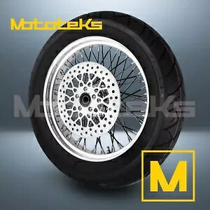 18インチ 18X3.5 60 スポーク ホイール ステンレス ハーレー ソフテイル用 リア ブラック タイヤ (TR) 18\