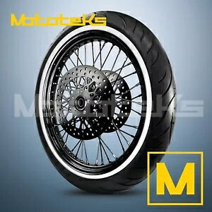 21X3.5 40 スポーク ホイール ステンレス ハーレー ツーリング バガー フロント ホワイト タイヤ (TR) 21X3.5 40 SPOKE WHEEL STAINLESS FOR HARLEY TOURING BAGGER FRONT WHITE TIRE (TR) 【並行輸入品】｜カスタムパーツ WORLD倉庫
