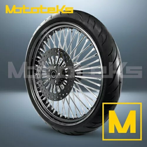 21インチ 21X3.5 ファット スポーク ホイール 52 ステンレス ブラック ハーレー ソフテイル モデル フロント用 21\