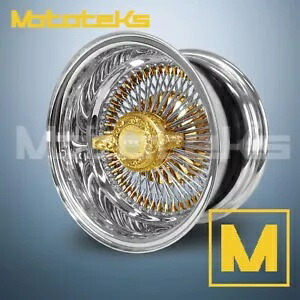 15X8 ルクソール ワイヤー ホイール 100 ストレート REV 24K トリプル ゴールド シングル 1PC 刻印セット 15X8 LUXOR WIRE WHEELS 100 STRAIGHT REV 24K TRIPLE GOLD SINGLE 1PC ENGRAVED SET 【並行輸入品】