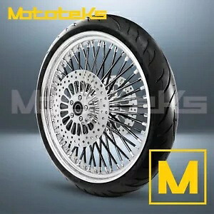 21インチ 21X3.5 ファット スポーク ホイール 52 ステンレス ブラック ハーレー ツーリング バガー フロント用 21\