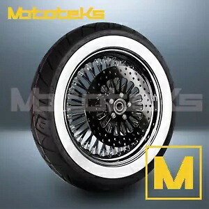 18インチ 18X3.5 ファット スポーク ホイール 52 ステンレス ブラック ハーレー ソフテイル モデル フロント 18\