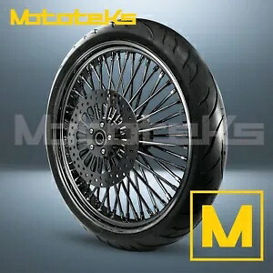 21インチ 21X3.5 ファット スポーク ホイール 52 ステンレス ブラック ハーレー ソフテイル モデル フロント用 21\