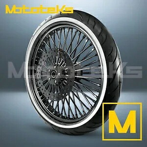 21インチ 21X3.5 ファット スポーク ホイール 52 ステンレス ブラック ハーレー ソフテイル モデル用 21\