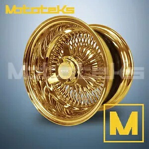 14X6 ルクソール ワイヤー ホイール 100 ストレート REV リム 24K オール ゴールド シングル 1 個セット 14X6 LUXOR WIRE WHEELS 100 STRAIGHT REV RIM 24k ALL GOLD SINGLE 1 PIECE SET 【並行輸入品】