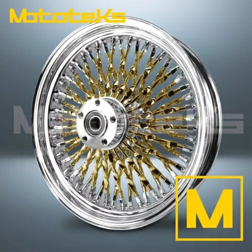 18X3.5 カリ ファット スポーク ホイール 52 ステンレス 24K ゴールド ハーレー ツーリング フロント リム用 18X3.5 CALI FAT SPOKE WHEEL 52 STAINLESS 24K GOLD FOR HARLEY TOURING FRONT RIM 【並行輸入品】