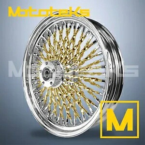 21X3.5 カリ ファット スポーク ホイール 52 ステンレス 24K ゴールド ハーレー ソフテイル フロント リム用 21X3.5 CALI FAT SPOKE WHEEL 52 STAINLESS 24K GOLD FOR HARLEY SOFTAIL FRONT RIM 【並行輸入品】