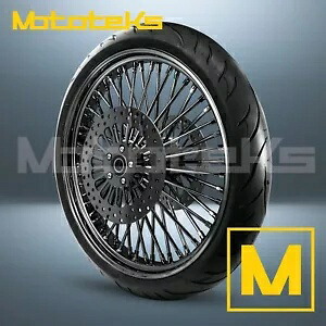 23インチ 23X3.5 ファット スポーク ホイール 52 ステンレス ブラック ハーレー ツーリング バガー フロント用 23\