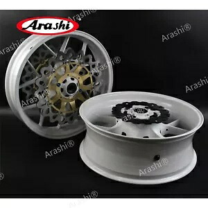ホンダ CBR1000RR 2006-2016 ホワイトフロントリアホイールリム + ゴールドブレーキディスクローター For Honda CBR1000RR 2006-2016 White Front Rear Wheel Rim + Gold Brake Disc Rotor 【並行輸入品】