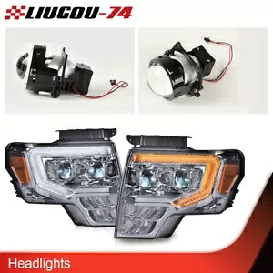 09-14 フォード F150 スモークレンズ デュアル LED DRL チューブ プロジェクター ヘッドライト ペアに適合 Fit For 09-14 Ford F150 Smoked Lens Dual LED DRL Tube Projector Headlights Pair 【並行輸入品】|カスタムパーツ WORLD倉庫