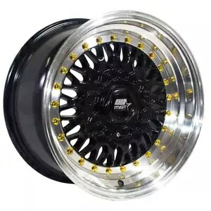 1 つの 15x8 MST MT13 4x100/4x114.3 20 ブラック マシン リップ ゴールド リベット ホイール リム 73.1 One 15x8 MST MT13 4x100/4x114.3 20 Black Machine Lip Gold Rivet Wheel Rim 73.1 【並行輸入品】