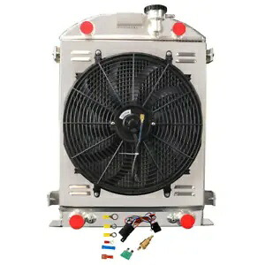 アルミ 4 列ラジエーター + シュラウドファン 1932 フォードホットロッドフラットヘッド V8 エンジン米国用 Aluminum 4 Row Radiator+Shroud Fan For 1932 Ford Hot Rod Flathead V8 Engine US 【並行輸入品】｜カスタムパーツ WORLD倉庫