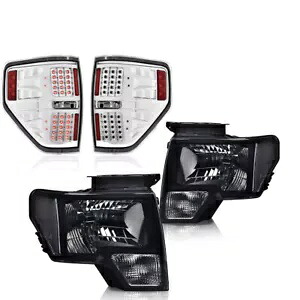 2009-2014 フォード F150 ピックアップ スモーク/クリアヘッドライト + LED リアテールライトに適合。 FIT FOR 2009-2014 FORD F150 PICKUP SMOKED/CLEAR HEADLIGHT + LED REAR TAIL LIGHTS 【並行輸入品】