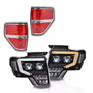 09-14 F150 ブラック/クリアデュアル LED プロジェクターヘッドライト + レッドテールライトに適合。 Fit For 09-14 F150 Black/Clear Dual LED Projector Headlights + RED Tail Lights 【並行輸入品】 67,760円