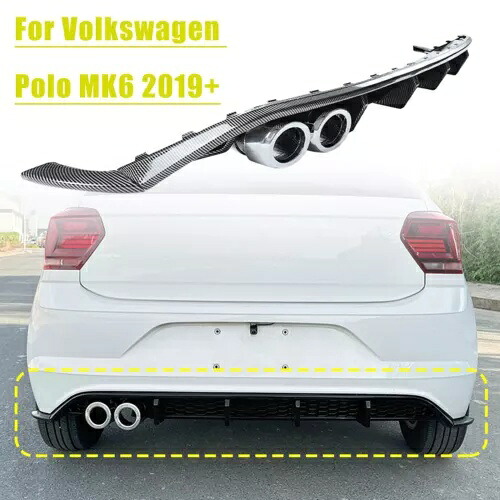 リアバンパーディフューザーリップキットフォルクスワーゲンポロ MK6 2019+ カーボンファイバーパターン Rear Bumper Diffuser Lip Kit For Volkswagen Polo MK6 2019+ Carbon Fiber Pattern 【並行輸入品】