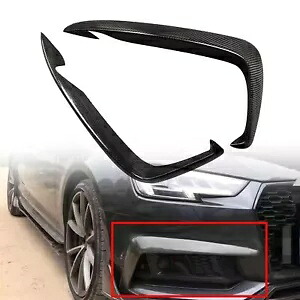 アウディ A4 A3 2017-2019 ドライカーボンファイバー外装フロントフォグライトストリップトリム 2X For Audi A4 A3 2017-2019 Dry Carbon Fiber Exterior Front Fog Light Strip Trim 2X 【並行輸入品】