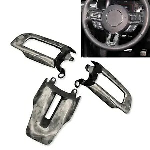鍛造カーボンファイバーインテリアステアリングホイールカバートリムフォードマスタング 2015-22 Forged Carbon Fiber Interior Steering Wheel Cover Trim For Ford Mustang 2015-22 【並行輸入品】｜カスタムパーツ WORLD倉庫