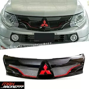 グロスブラックグリル グリルレッドロゴ レッドライン フィット 三菱 トライトン L200 MQ 15-18 GLOSS BLACK GRILLE GRILL RED LOGO RED LINE FIT MITSUBISHI TRITON L200 MQ 15-18 【並行輸入品】