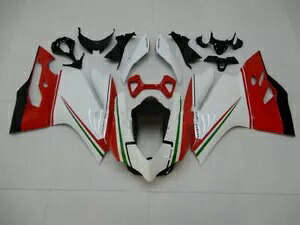 Motorrad ボディワーク フェアリング キット カウリング フィット ドゥカティ 1199 パニガーレ S 12-14 ホワイト レッド Motorrad Bodywork Fairing Kit Cowling Fit Ducati 1199 Panigale S 12-14 white red 【並行輸入品】