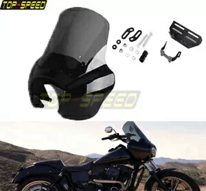 ハーレーソフテイルローライダーS用ヘッドライト再配置ブラケット付きフェアリングフロントガラス Fairing Windshield W/Headlight Relocation Bracket For Harley Softail Low Rider S 【並行輸入品】