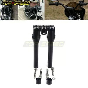 ブラック 1-1/2インチ クランプ モジュラー ハンドルバー トール ライザー 10インチ 11インチ ハーレーダイナ FXDB FXS用 Black 1-1/2\