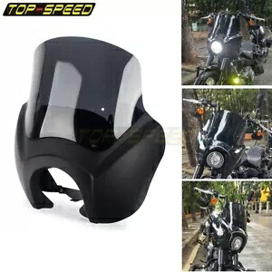 フロントヘッドライトフェアリング 12インチフロントガラス付き ハーレーFXBB FXST 18-21用 Front Headlight Fairing W/ 12" Windshield Windscreen For Harley FXBB FXST 18-21 【並行輸入品】｜カスタムパーツ WORLD倉庫 58,080円