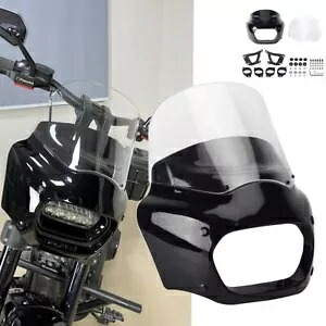 クリアヘッドライトフェアリング 11 インチフロントガラスマウントキットハーレーファットボブ FXFBS 18-24 用 Clear Headlight Fairing 11'' Windshield Mount Kit For Harley Fat Bob FXFBS 18-24 【並行輸入品】｜カスタムパーツ WORLD倉庫 56,265円