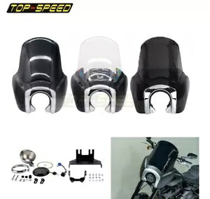 フロント LED ヘッドライトフェアリング、15 インチフロントガラス付きローライダー S FXLRS 用 Front LED Headlight Fairing W/ 15\