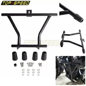 ナイロンスチールクラッシュバーブラックエンジンガード保護ソフテイルストリートファットボブ用 Nylon Steel Crash Bar Black Engine Guard Protection For Softail Street Fat Bob 【並行輸入品】