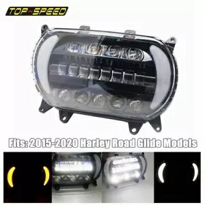 オートバイデュアル LED ヘッドライトプロジェクターヘッドランプ 2015-2020 ハーレーロードグライド用 Motorcycle Dual LED Headlight Projector Headlamp For 2015-2020 Harley Road Glide 【並行輸入品】